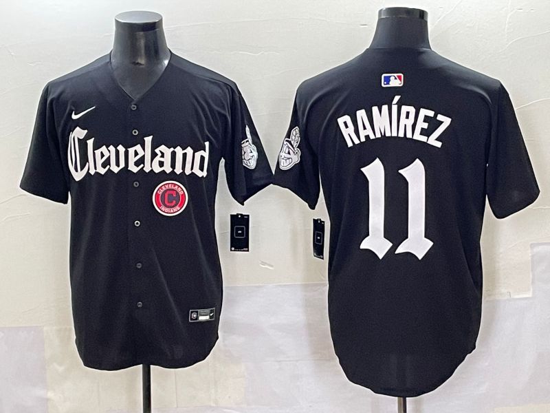 Men 2025 Cleveland Indians 11 Ramirez Black Five generations Joint Name Nike MLB Jersey style 12